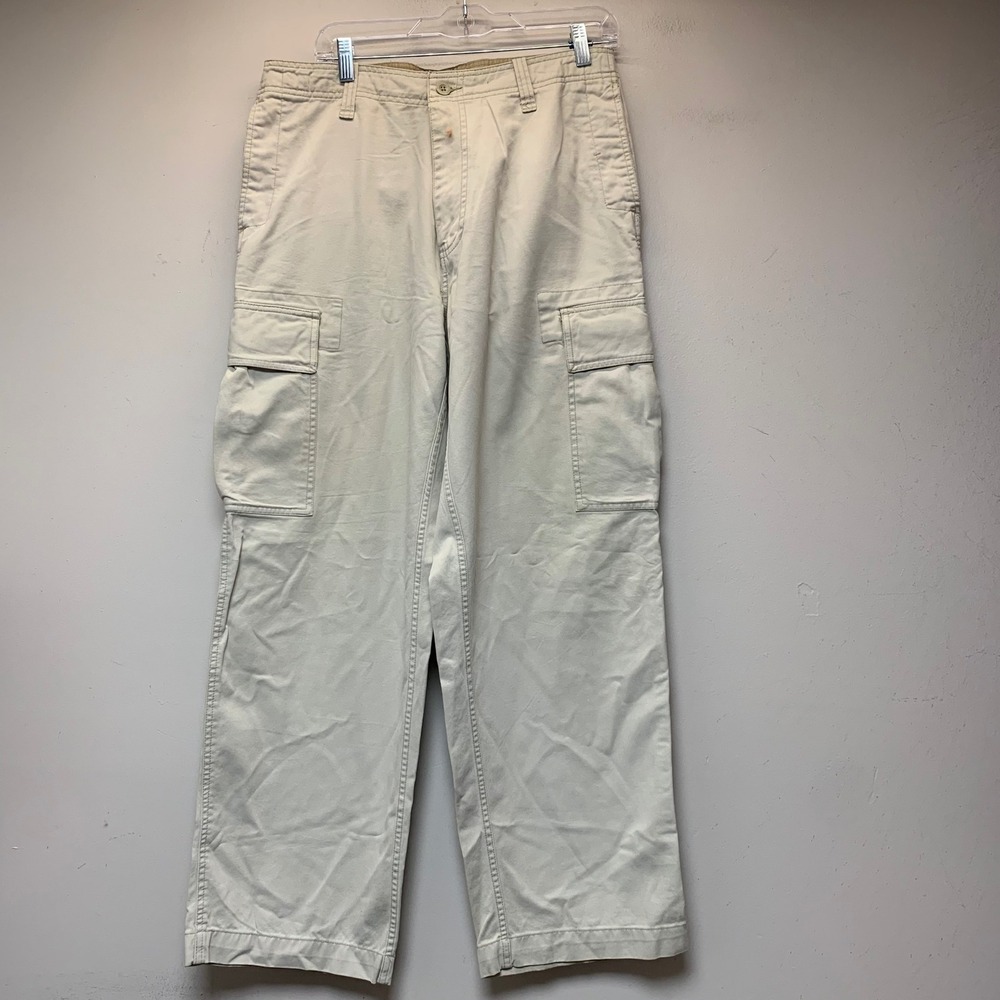 Old Navy Cargo Pants Mens 32x30 Khaki Excellent Cotton Twill Straight Leg